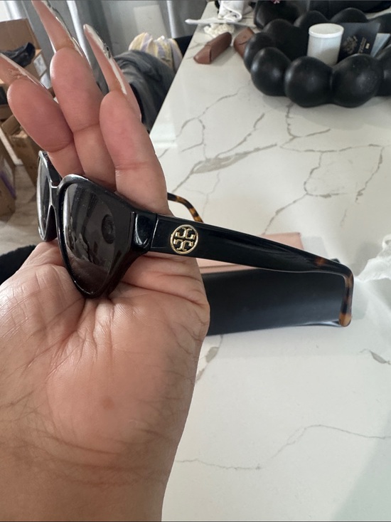 Tory Burch Accessories - Tory Burch Black Sunglasses with Gold Logo and Tortoiseshell Tips